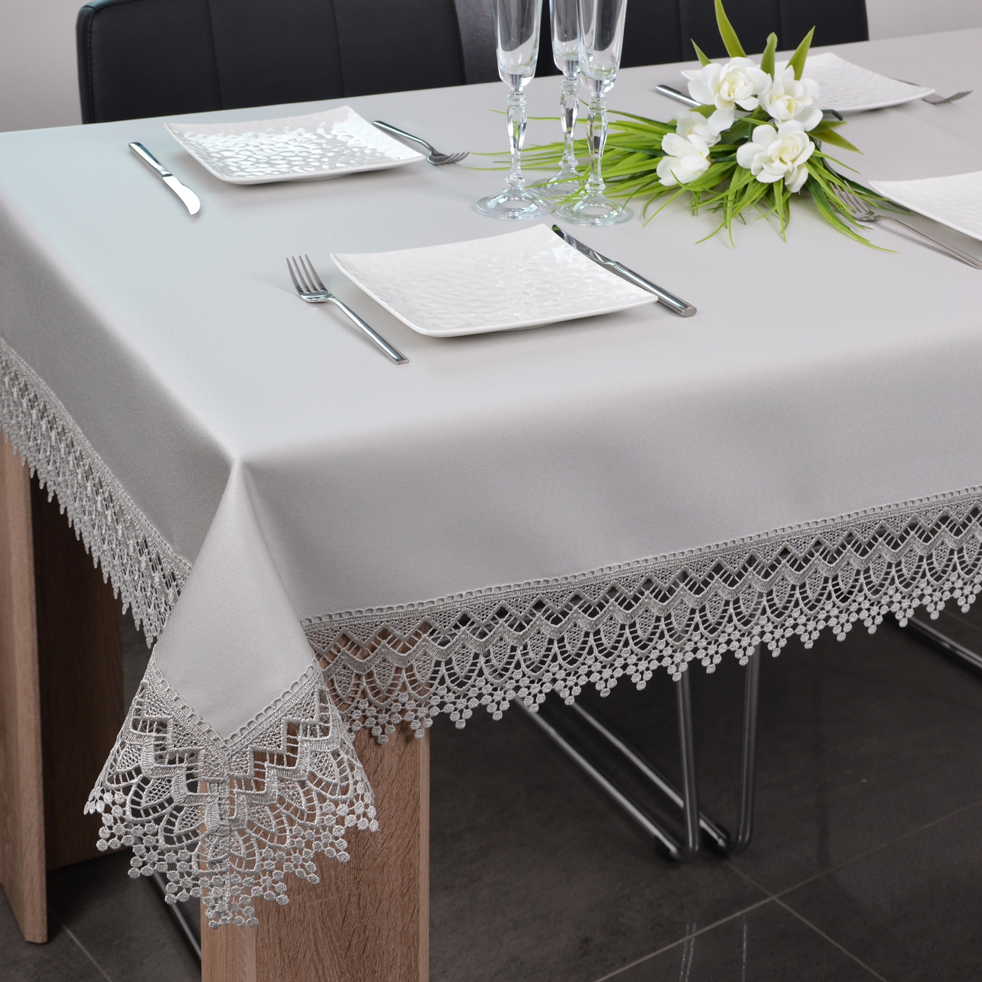 Obrus z Gipiurą 114 – Szary Obrus z Gipiurą 114 – Szary