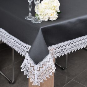 Obrus z Gipiurą 114 – Grafit Biel Obrus z Gipiurą 114 – Grafit Biel