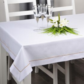 Obrus Panama Lux – Biały Złoto