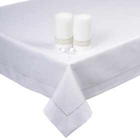 Obrus Panama Lux – Biały Srebro Obrus Panama Lux – Biały Srebro