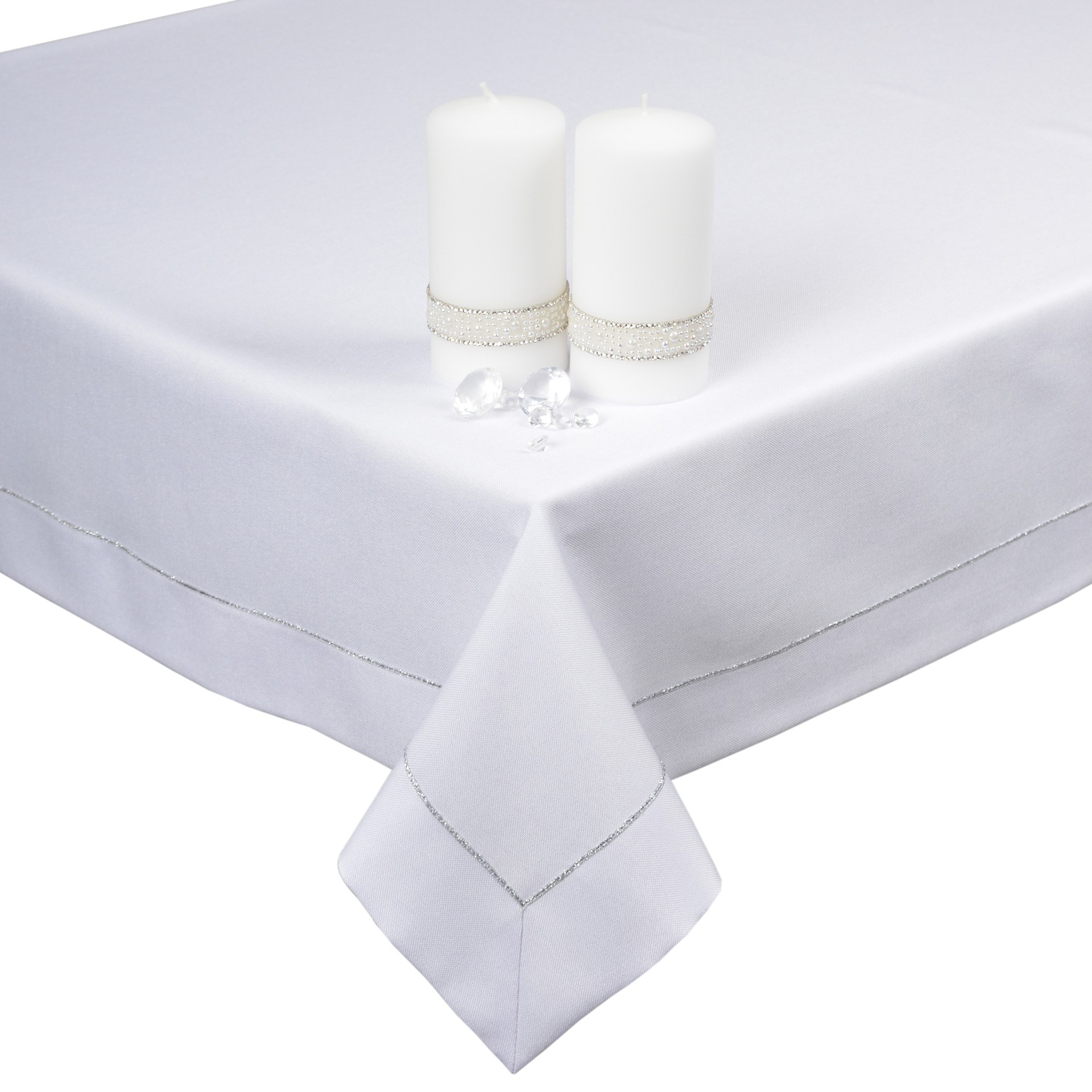 Obrus Panama Lux – Biały Srebro Obrus Panama Lux – Biały Srebro