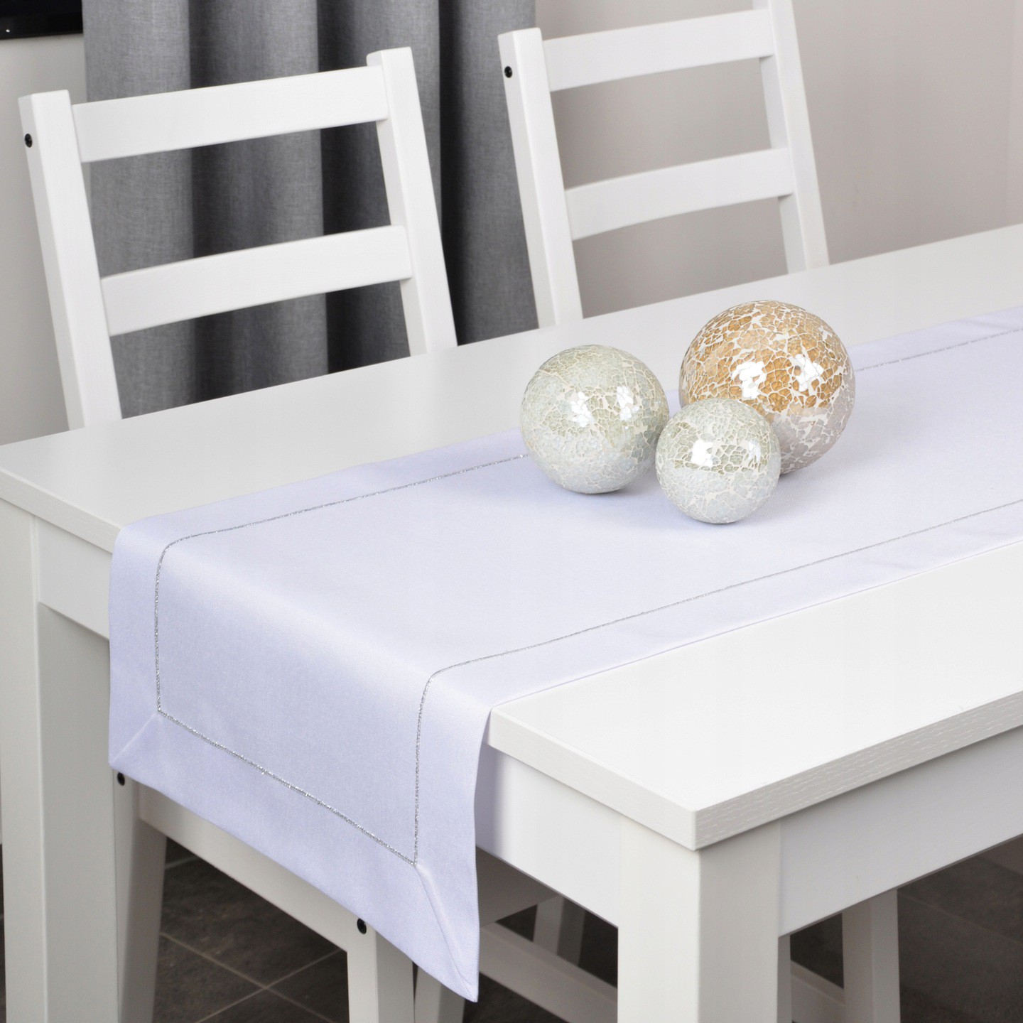 Bieżnik Panama Lux – Biały Srebro Bieżnik Panama Lux – Biały Srebro