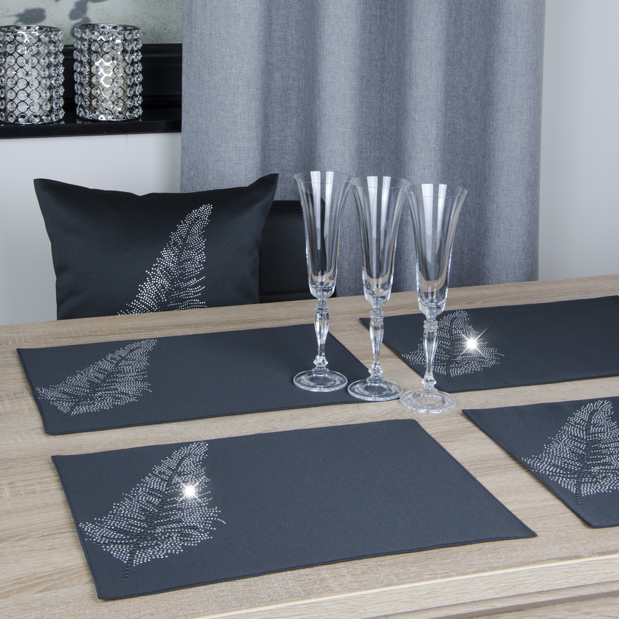 Podkładki Liść – Grafit Srebro Podkładki Liść – Grafit Srebro