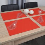 Podkładki Liść – Czerwony Srebro Podkładki Liść – Czerwony Srebro