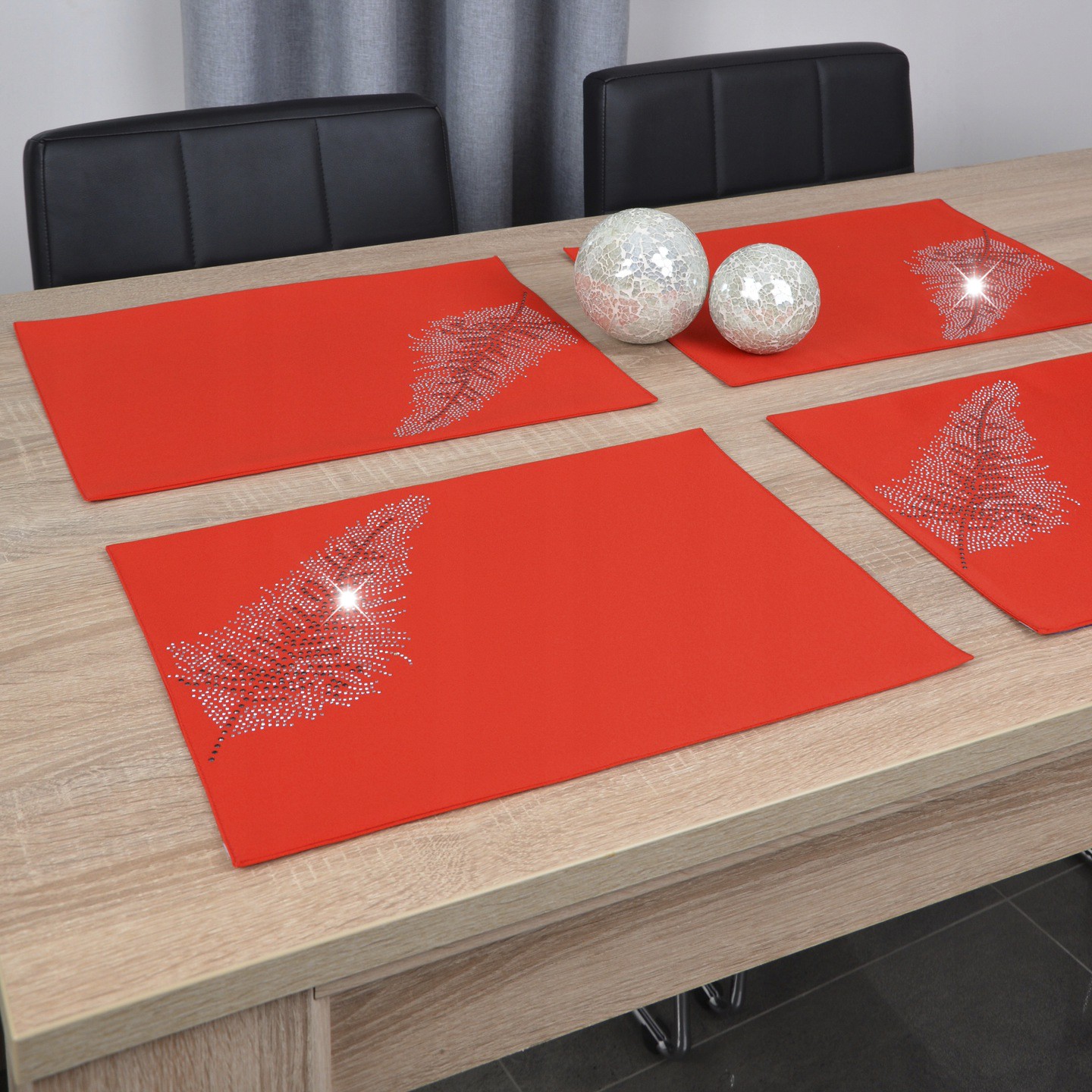 Podkładki Liść – Czerwony Srebro Podkładki Liść – Czerwony Srebro