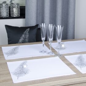 Podkładki Liść - Biel Srebro