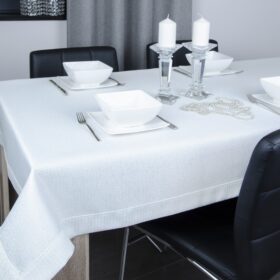 Obrus Werona – Biały ze srebrną nitką