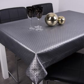 Obrus Kropki Lux – Czarno-Srebrny