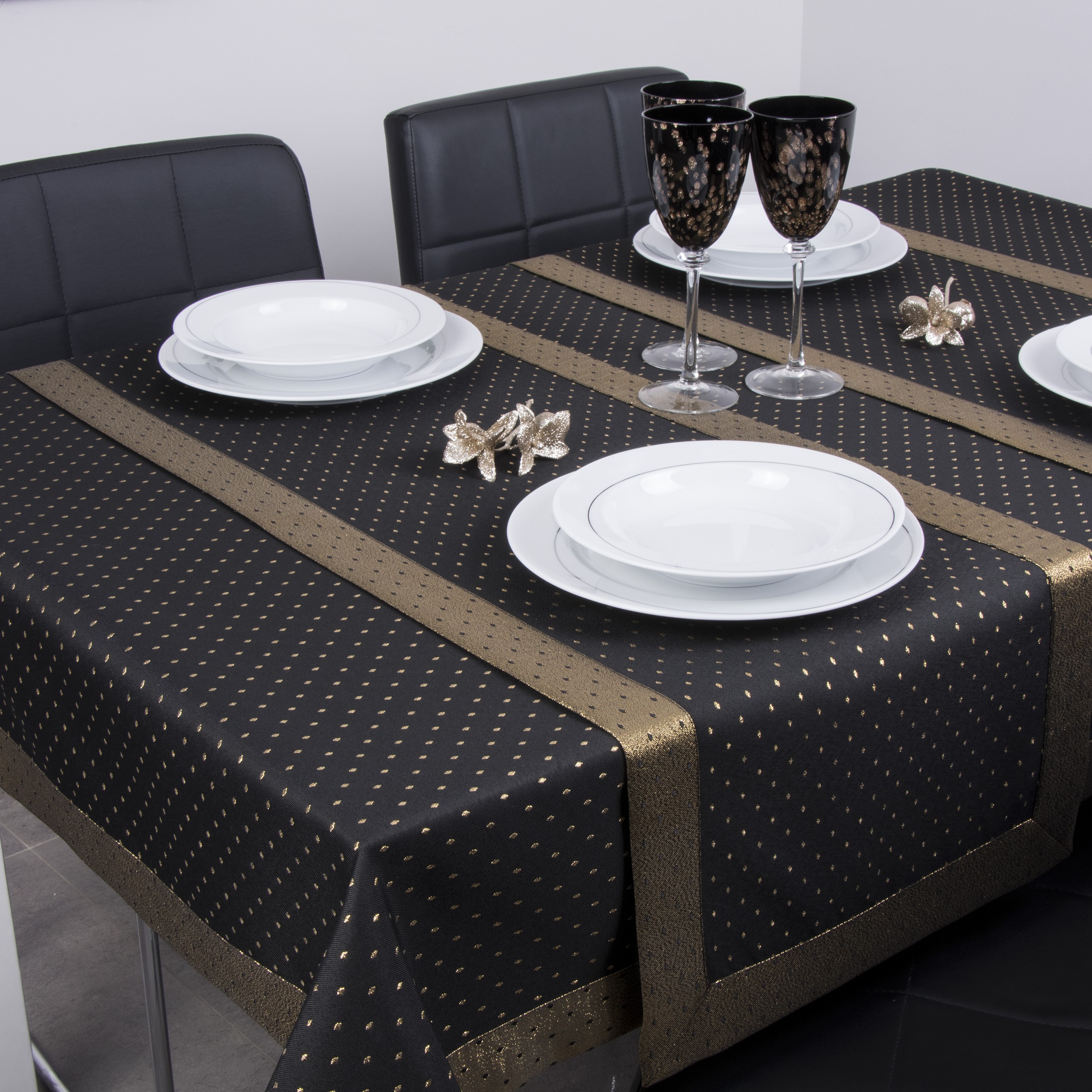 Bieżnik Kropki Lux – Czarno-Złoty Bieżnik Kropki Lux – Czarno-Złoty