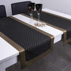 Bieżnik Kropki Lux – Czarno-Złoty