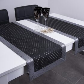 Bieżnik Kropki Lux – Czarno-Srebrny