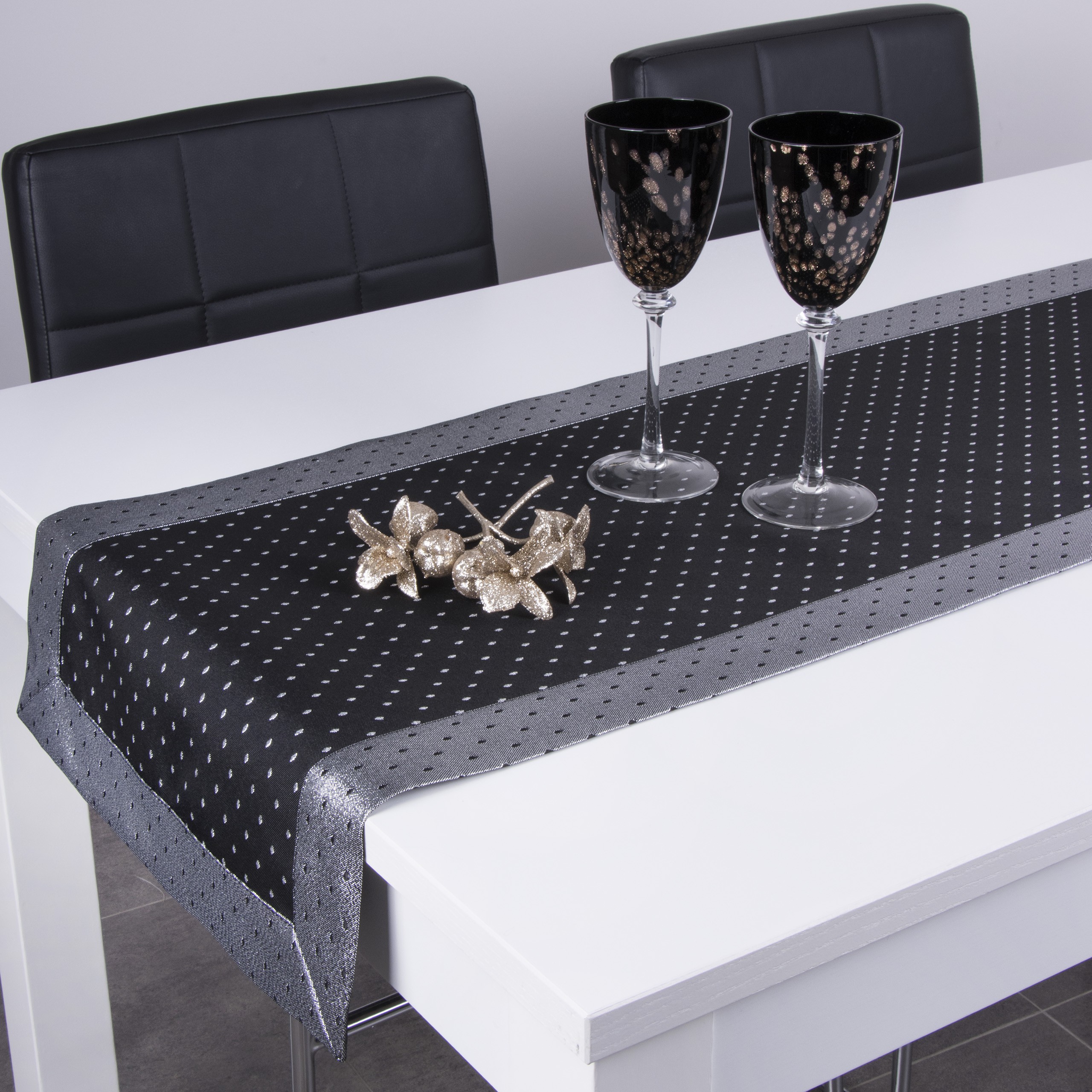 Bieżnik Kropki Lux – Czarno-Srebrny Bieżnik Kropki Lux – Czarno-Srebrny