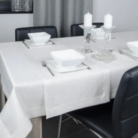 Bieżnik  Werona – Biały ze złotą nitką