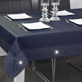 Obrus Szmaragd Złote Dżety – Granatowy