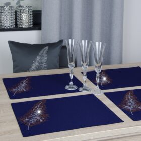 Podkładki Liść – Granatowy Złoto