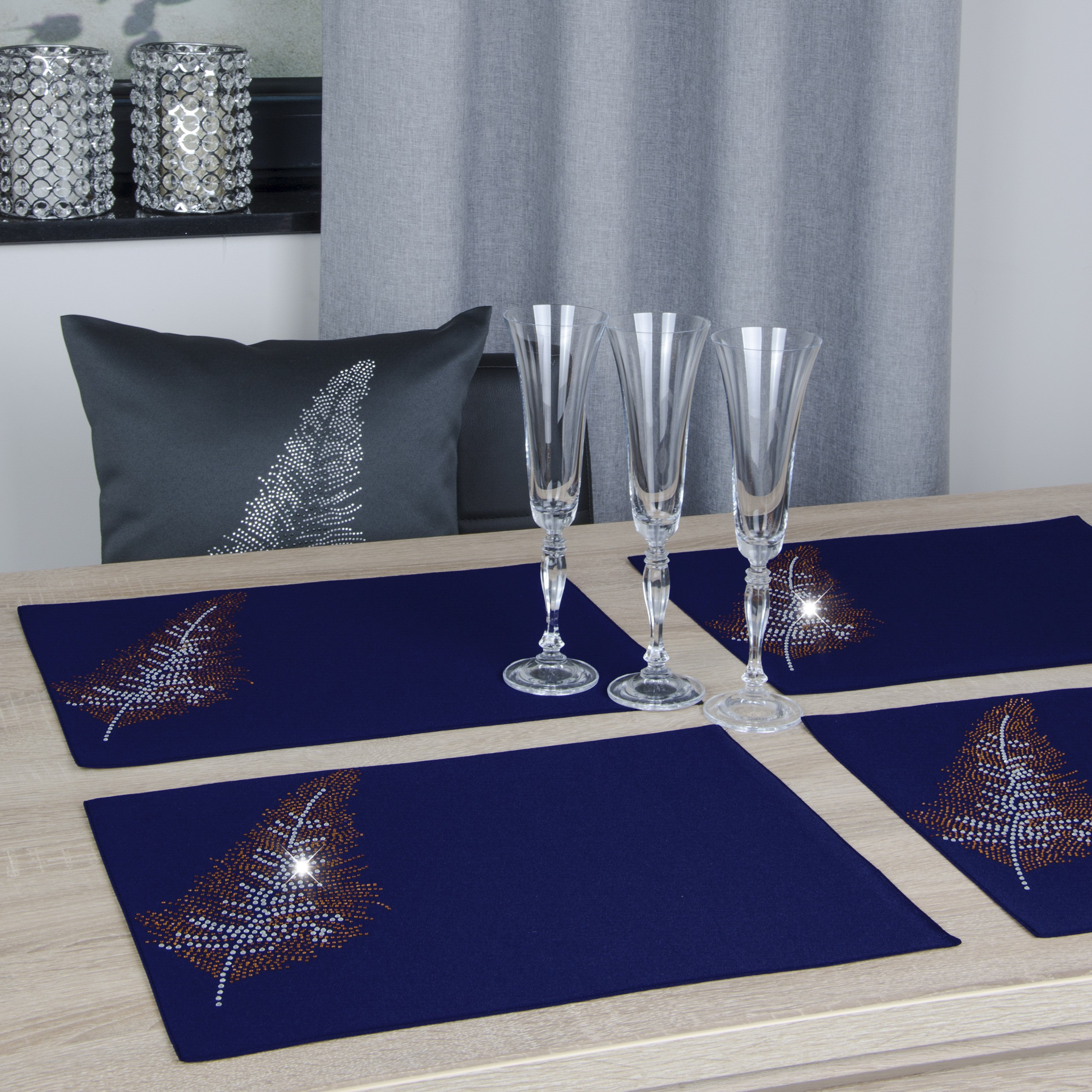 Podkładki Liść – Granatowy Złoto Podkładki Liść – Granatowy Złoto