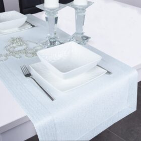 Bieżnik Werona – Biały ze srebrną nitką