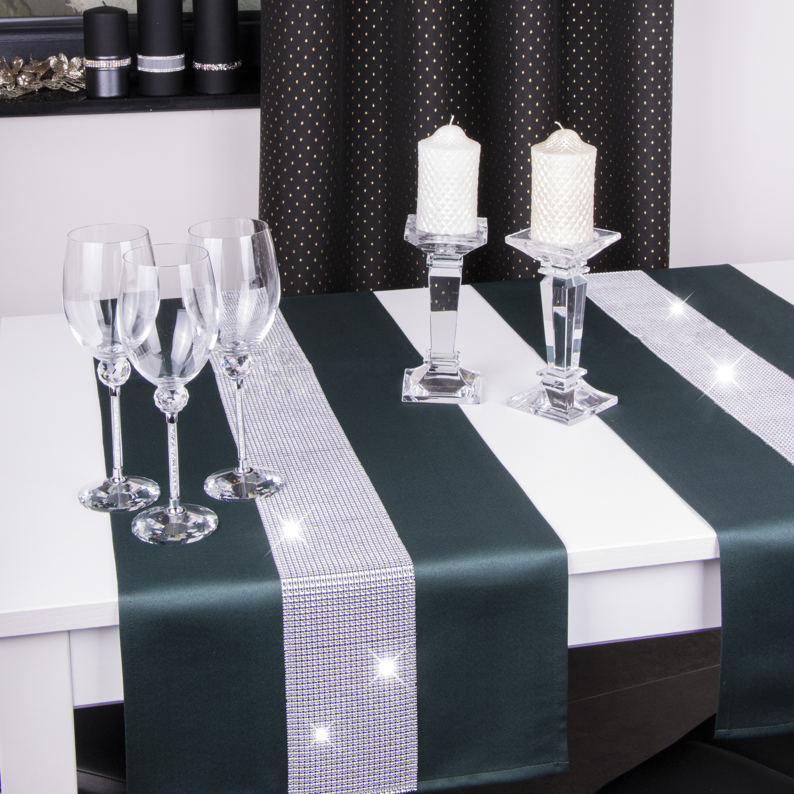 Bieżnik Cyrkonia – Ciemna zieleń ze srebrnym Bieżnik Cyrkonia – Ciemna zieleń ze srebrnym