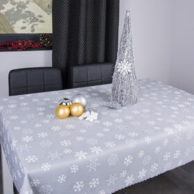 Obrus Świąteczny Śnieżynki – Szary Obrus Świąteczny Śnieżynki – Szary