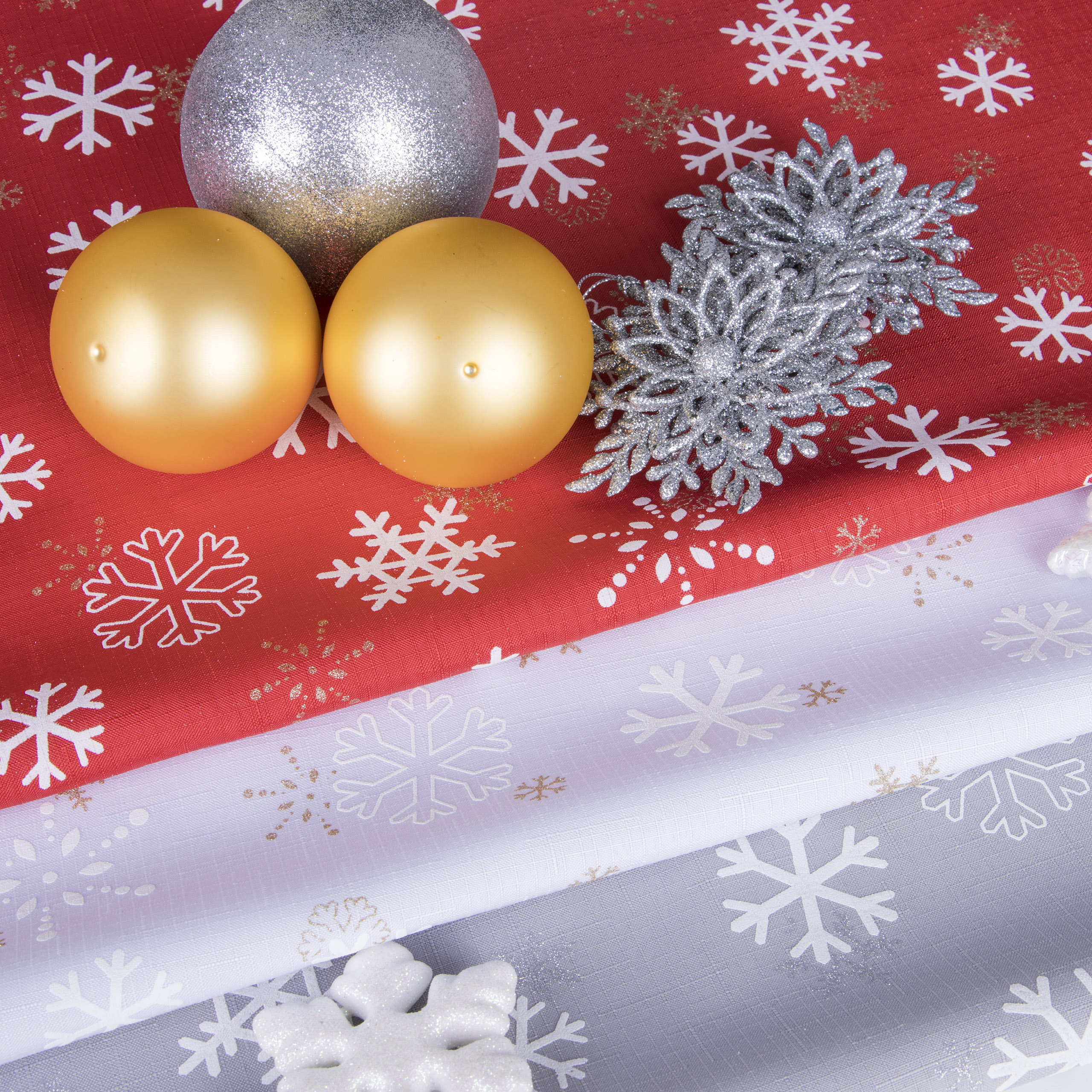 Obrus Świąteczny Śnieżynki – Szary Obrus Świąteczny Śnieżynki – Szary