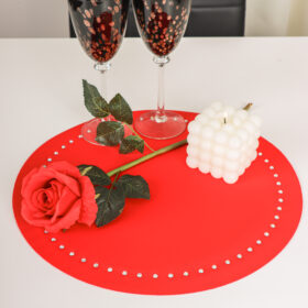 Podkładka Glamour 40 cm koło – Czerwona