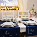 Bieżnik świąteczny Jodełka – Granat srebro Bieżnik świąteczny Jodełka – Granat srebro