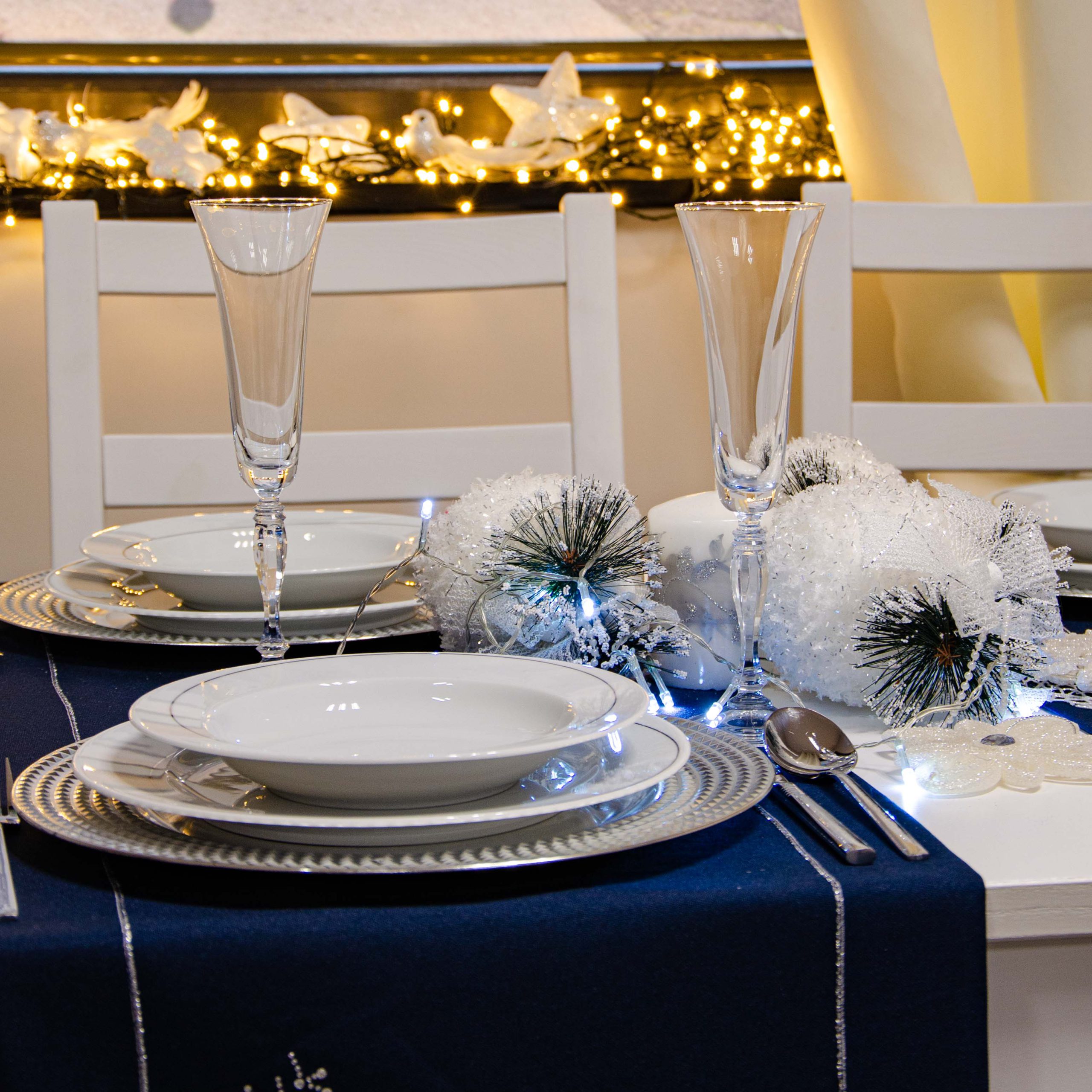 Bieżnik świąteczny Jodełka – Granat srebro Bieżnik świąteczny Jodełka – Granat srebro