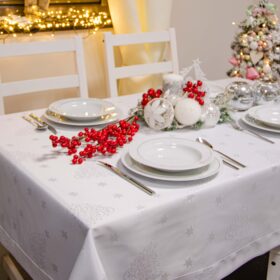 Obrus świąteczny Gold Silver Gwiazdki – Srebro