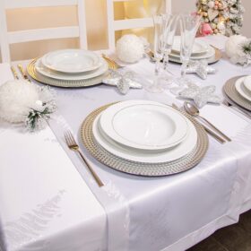 Obrus świąteczny Gold Silver Choinki – Srebro Obrus świąteczny Gold Silver Choinki – Srebro