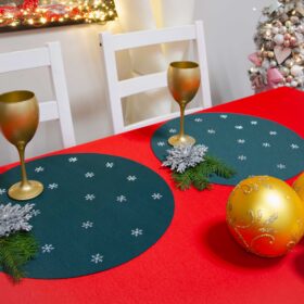 Podkładka świąteczna Gwiazdki koło – Ciemna zieleń