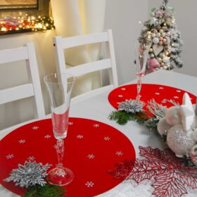 Podkładka świąteczna Gwiazdki koło – Czerwień