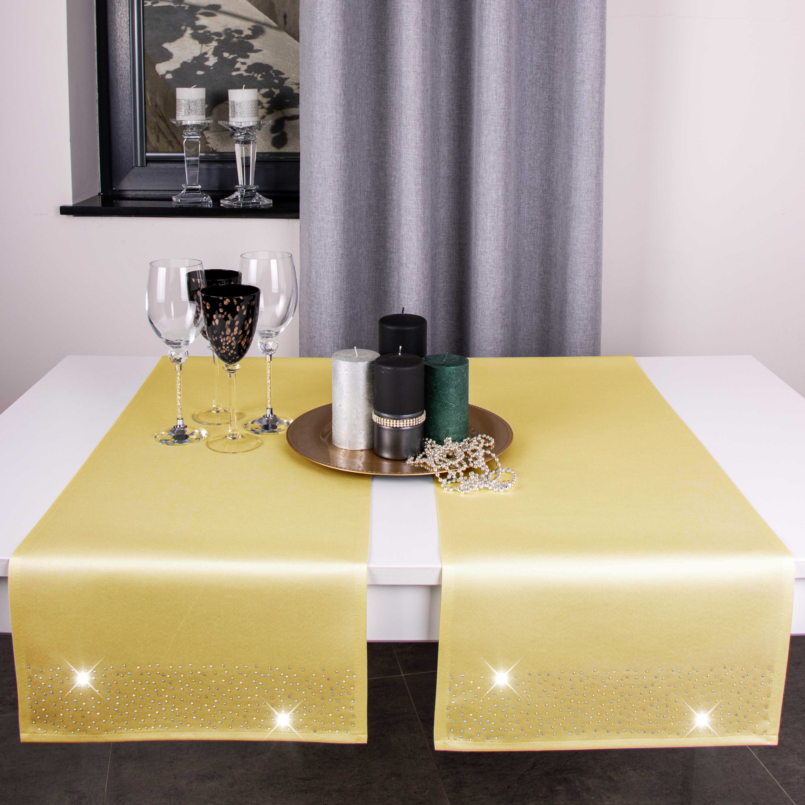 Pas Brylant – Ciemny żółty ze srebrnymi dżetami Pas Brylant – Ciemny żółty ze srebrnymi dżetami