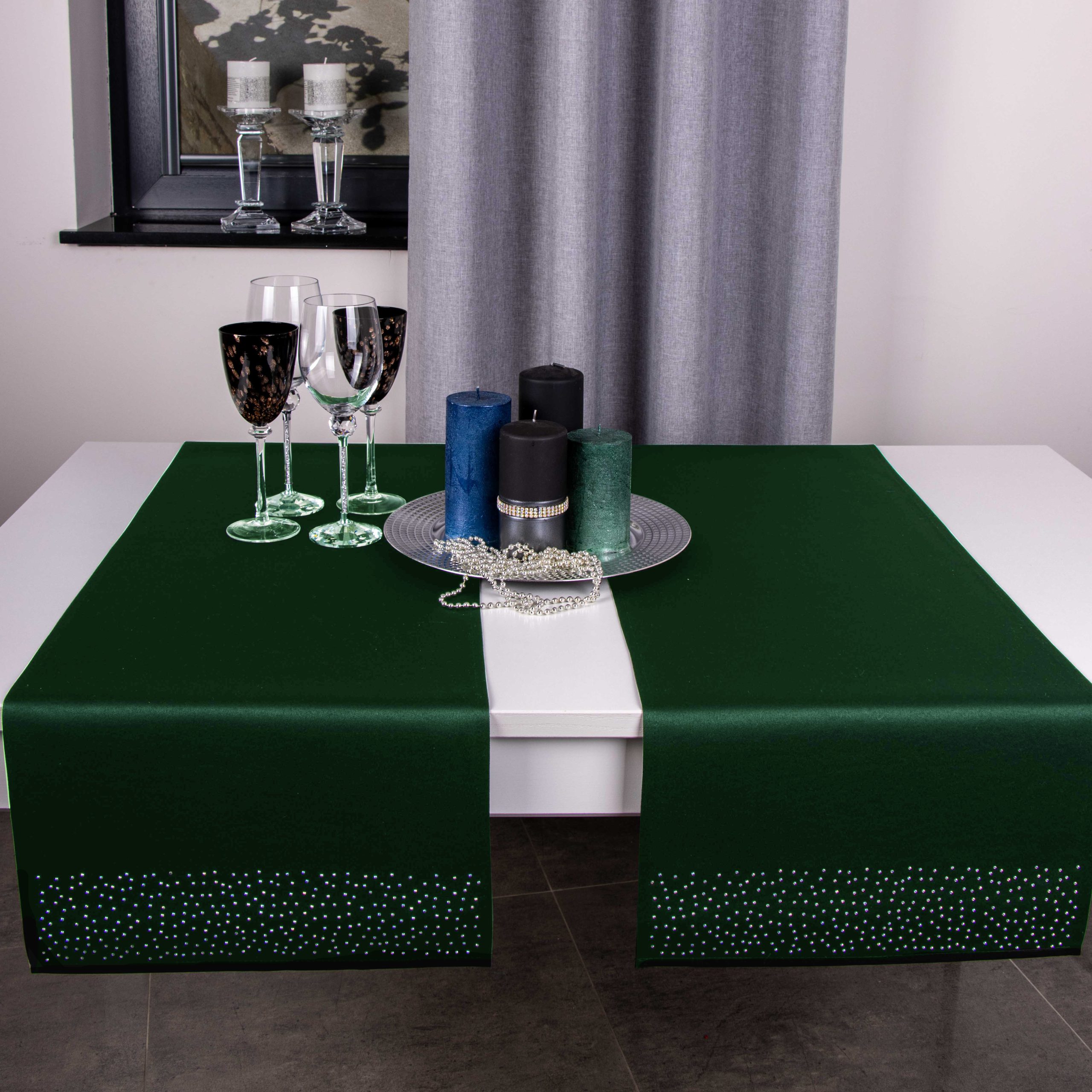 Pas Brylant – Ciemna zieleń ze srebrnymi dżetami Pas Brylant – Ciemna zieleń ze srebrnymi dżetami