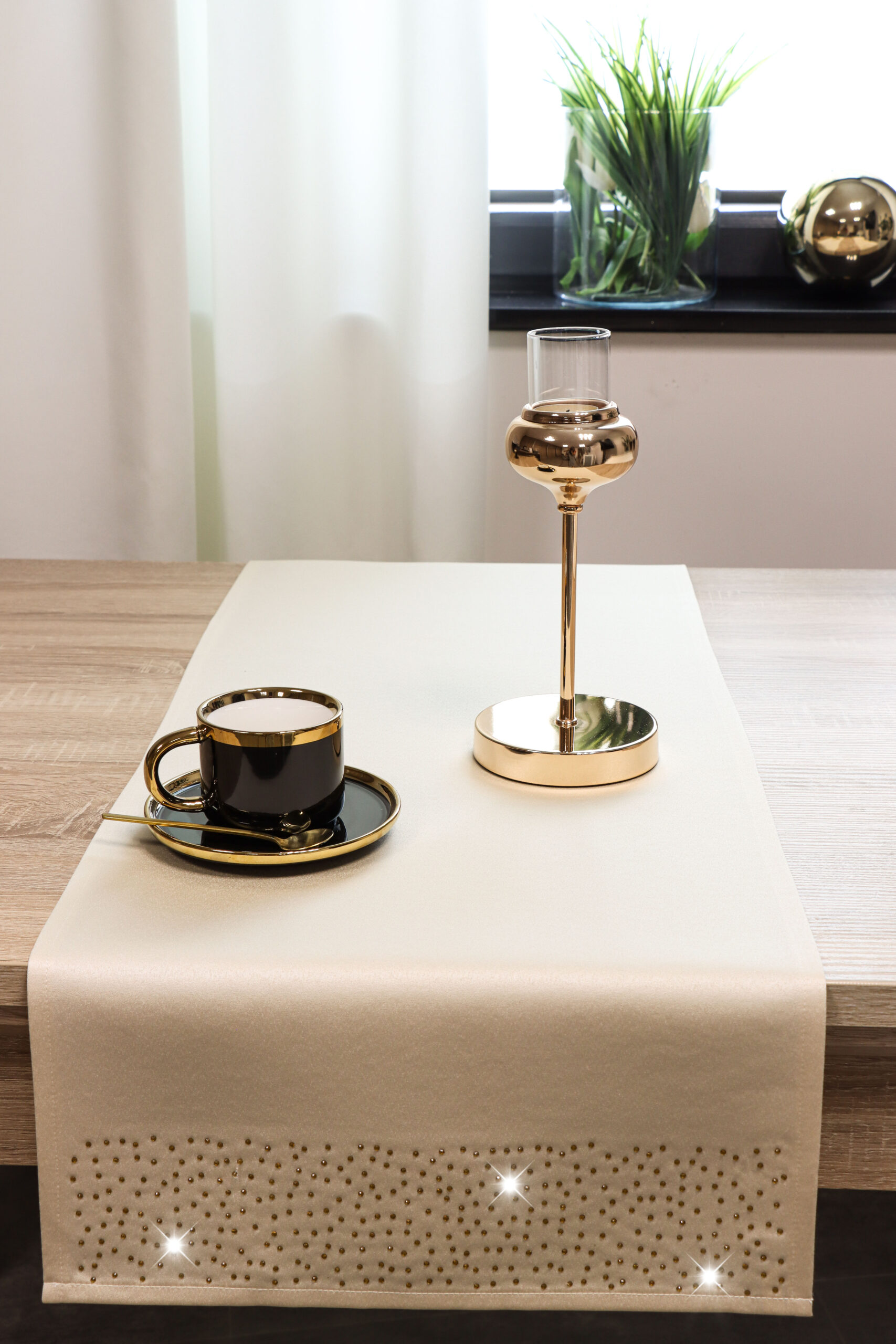 Pas Brylant – Beż ze złotymi dżetami Pas Brylant – Beż ze złotymi dżetami