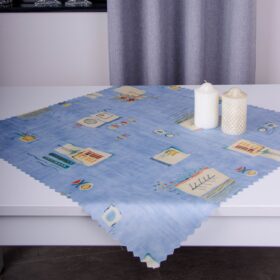 Serweta drukowana satynowa plamoodporna 75×75 niebieska – 8 - Niebieski, Kwadrat, 75x75