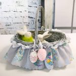 Ozdoba opaska na koszyk Wielkanocny szary