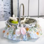 Ozdoba opaska na koszyk Wielkanocny biały