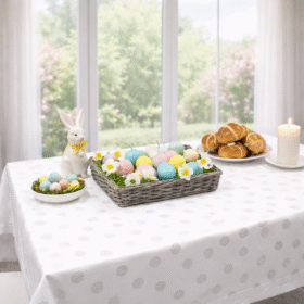 Obrus Wielkanocny Gold Silver jajka – Srebro