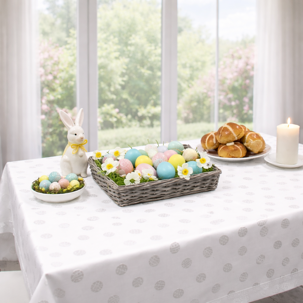 Obrus Wielkanocny Gold Silver jajka – Srebro Obrus Wielkanocny Gold Silver jajka – Srebro