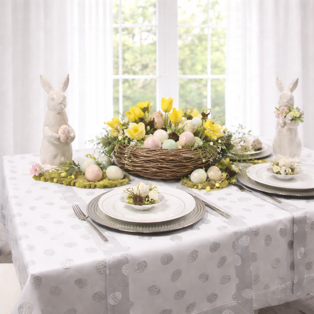 Obrus Wielkanocny Gold Silver jajka – Srebro Obrus Wielkanocny Gold Silver jajka – Srebro