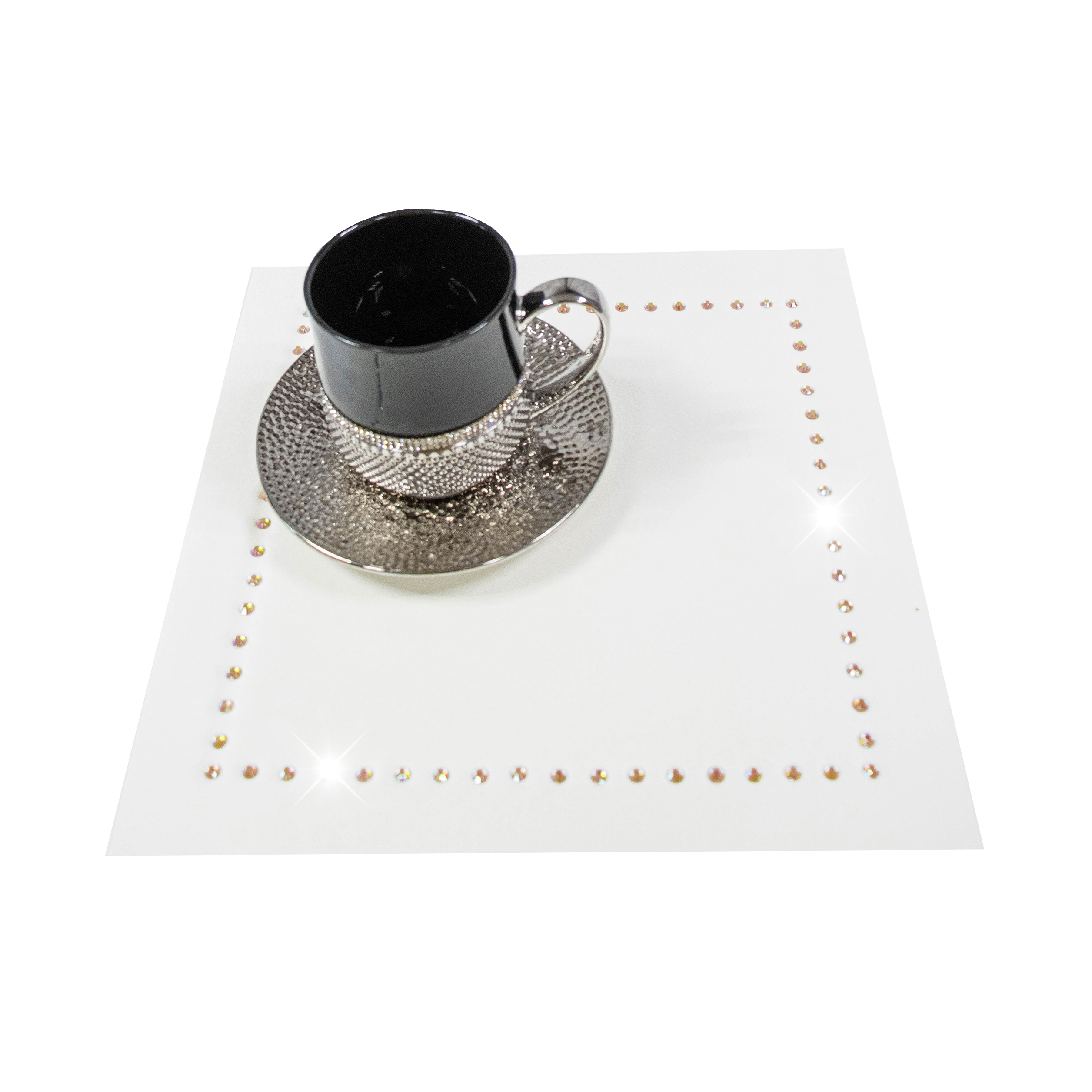 Podkładka Glamour 30×30 – Biel + Złote dżety Podkładka Glamour 30×30 – Biel + Złote dżety