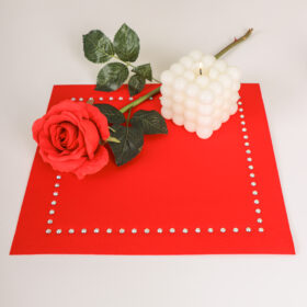 Podkładka Glamour 30×30 – Czerwona + Srebrne dżety