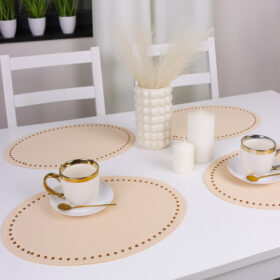 Podkładka Glamour 30×42 Owal – Beżowa + Złote dżety