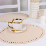 Podkładka Glamour 30×42 Owal – Beżowa + Złote dżety