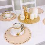 Podkładka Glamour 30 cm Koło – Beżowa + Złote dżety Podkładka Glamour 30 cm Koło – Beżowa + Złote dżety