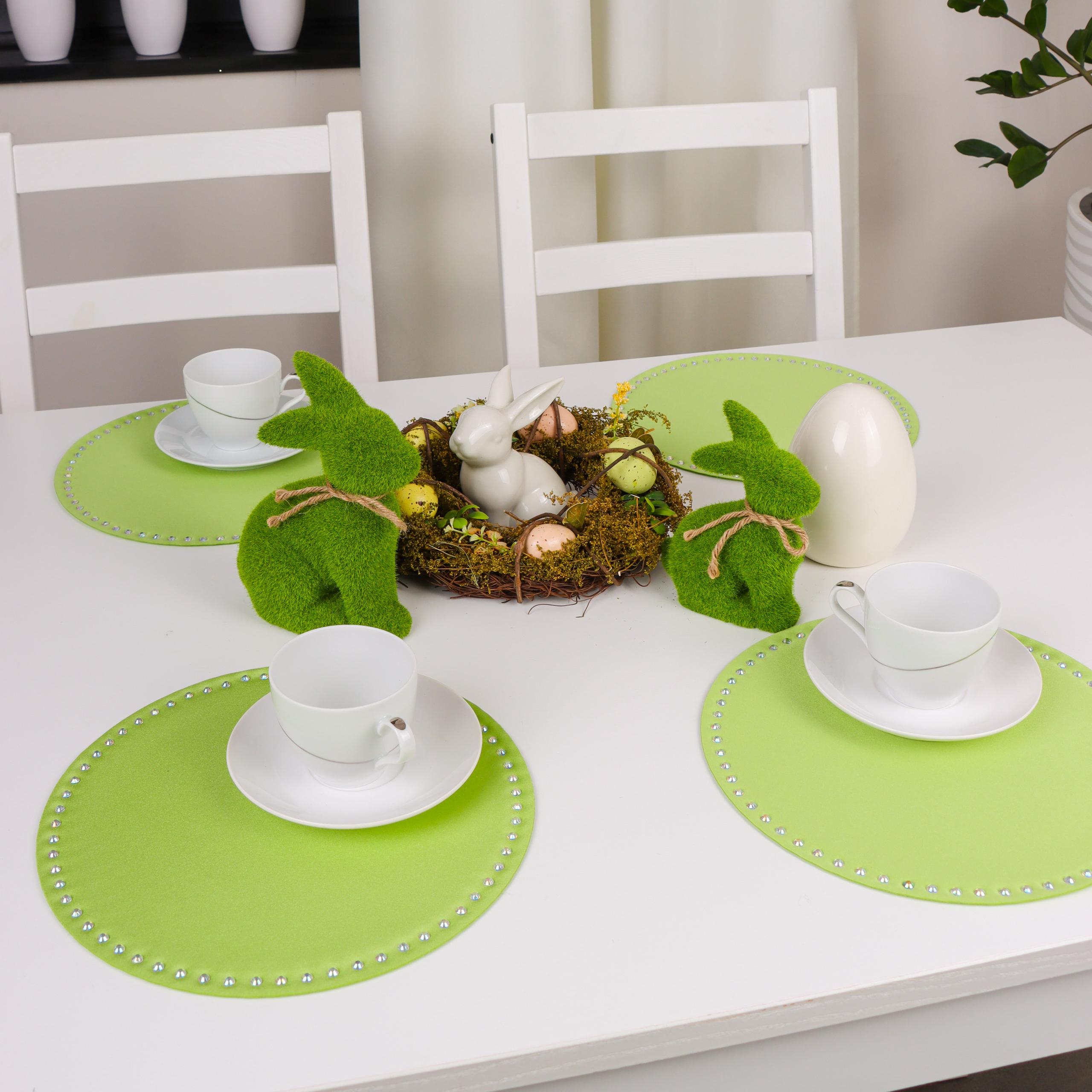 Podkładka Glamour 30 cm Koło – Jasna Zieleń + Srebrne dżety Podkładka Glamour 30 cm Koło – Jasna Zieleń + Srebrne dżety