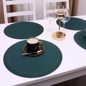 Podkładka Glamour  Koło – Ciemny Zielony + Złote dżety