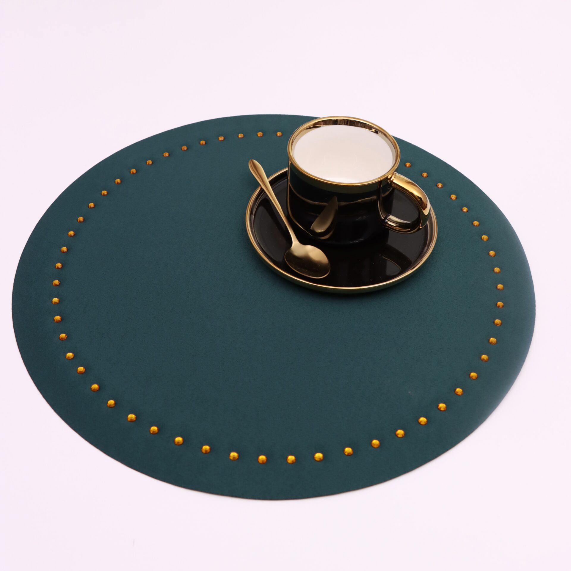 Podkładka Glamour Koło – Ciemny Zielony + Złote dżety Podkładka Glamour Koło – Ciemny Zielony + Złote dżety