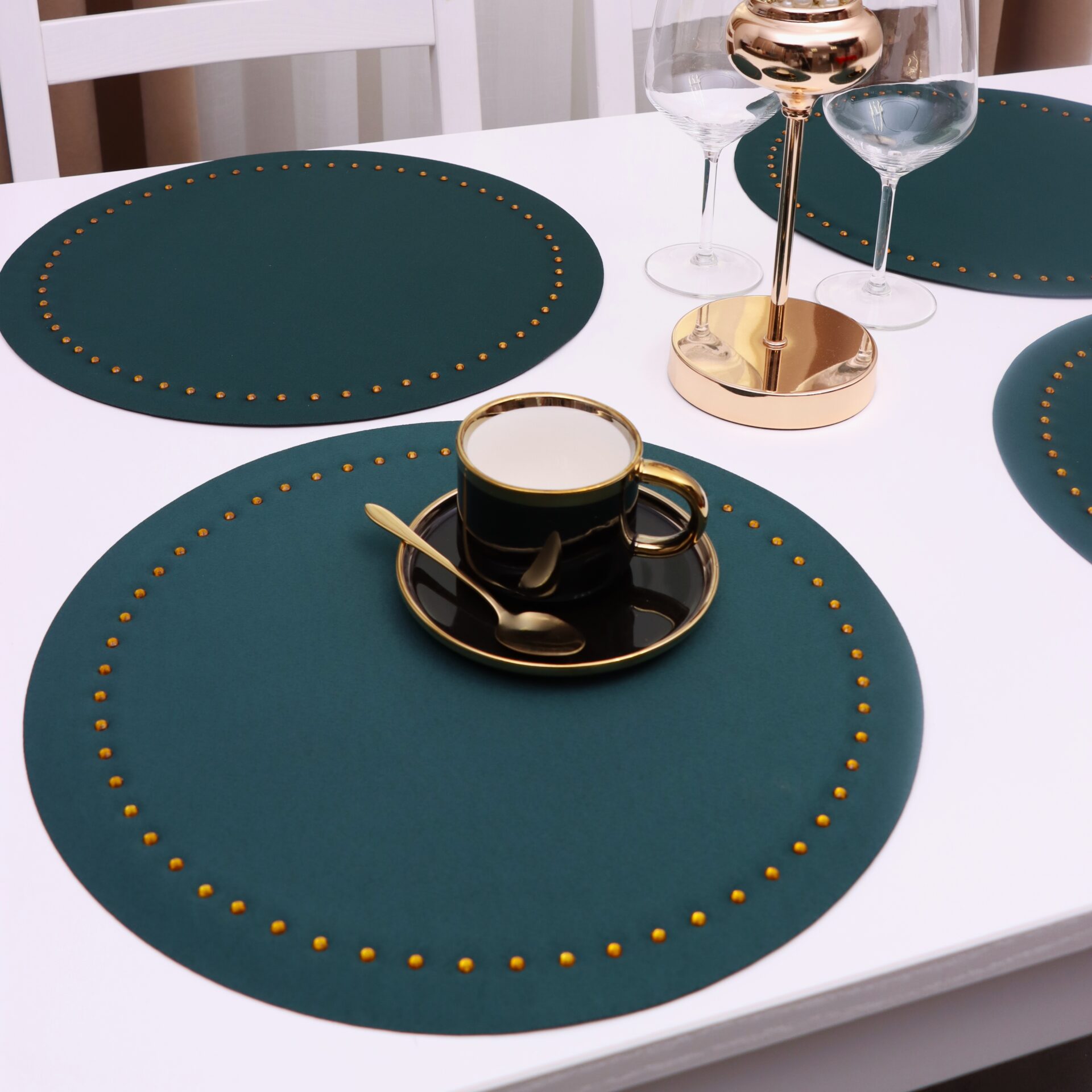 Podkładka Glamour Koło – Ciemny Zielony + Złote dżety Podkładka Glamour Koło – Ciemny Zielony + Złote dżety