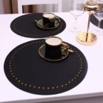 Podkładka Glamour  Koło – Czarna + Złote dżety